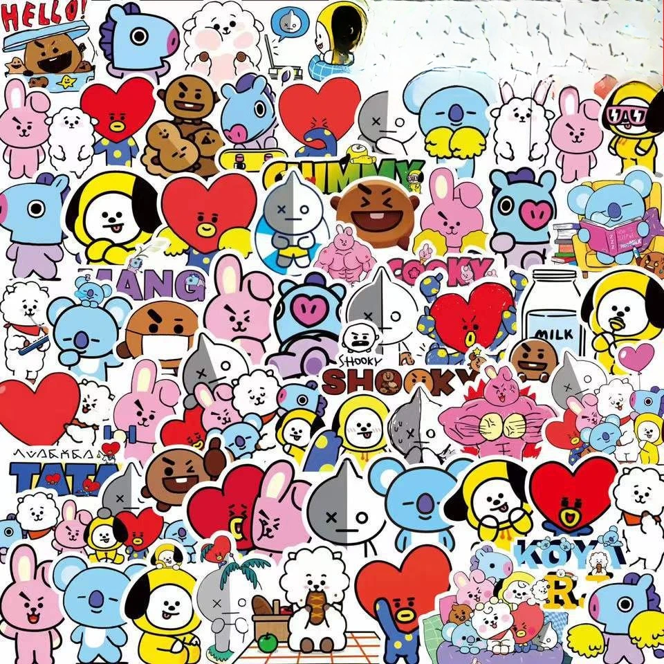 Evoker Cosplay Prop - Pegatinas Kawaii BT21 para Maletas, Computadoras